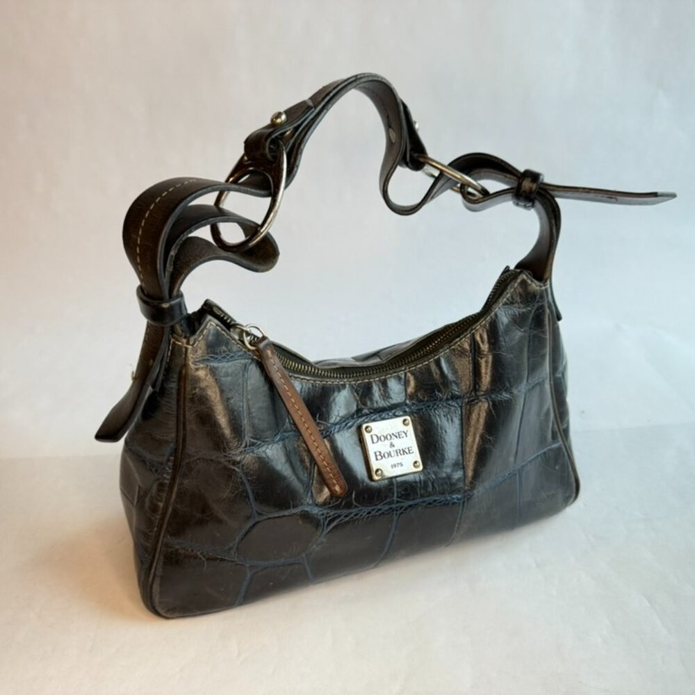 Dooney & Bourke Black Crocodile Skin Leather Shoulder Bag